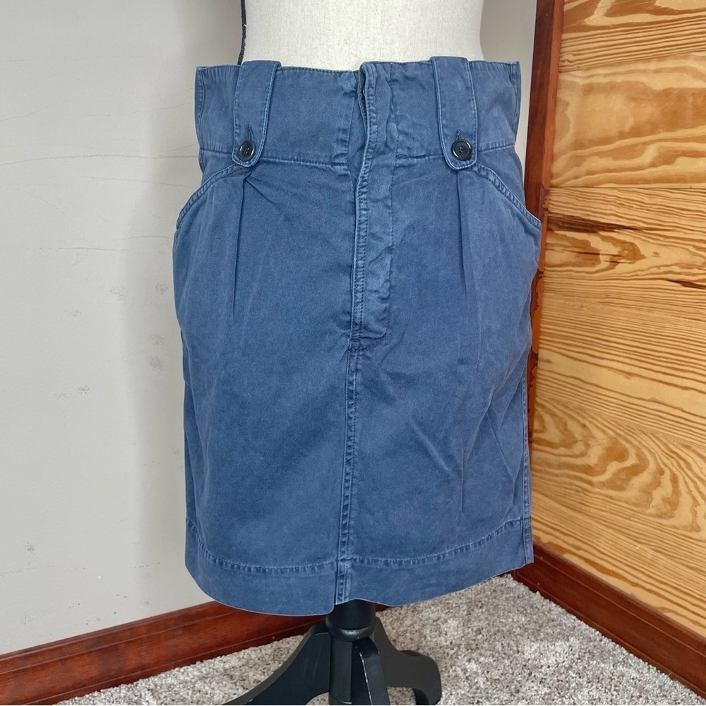Etoile Isabel Marant Navy Blue Paperbag Waist Mini Skirt 0 Utility Cotton